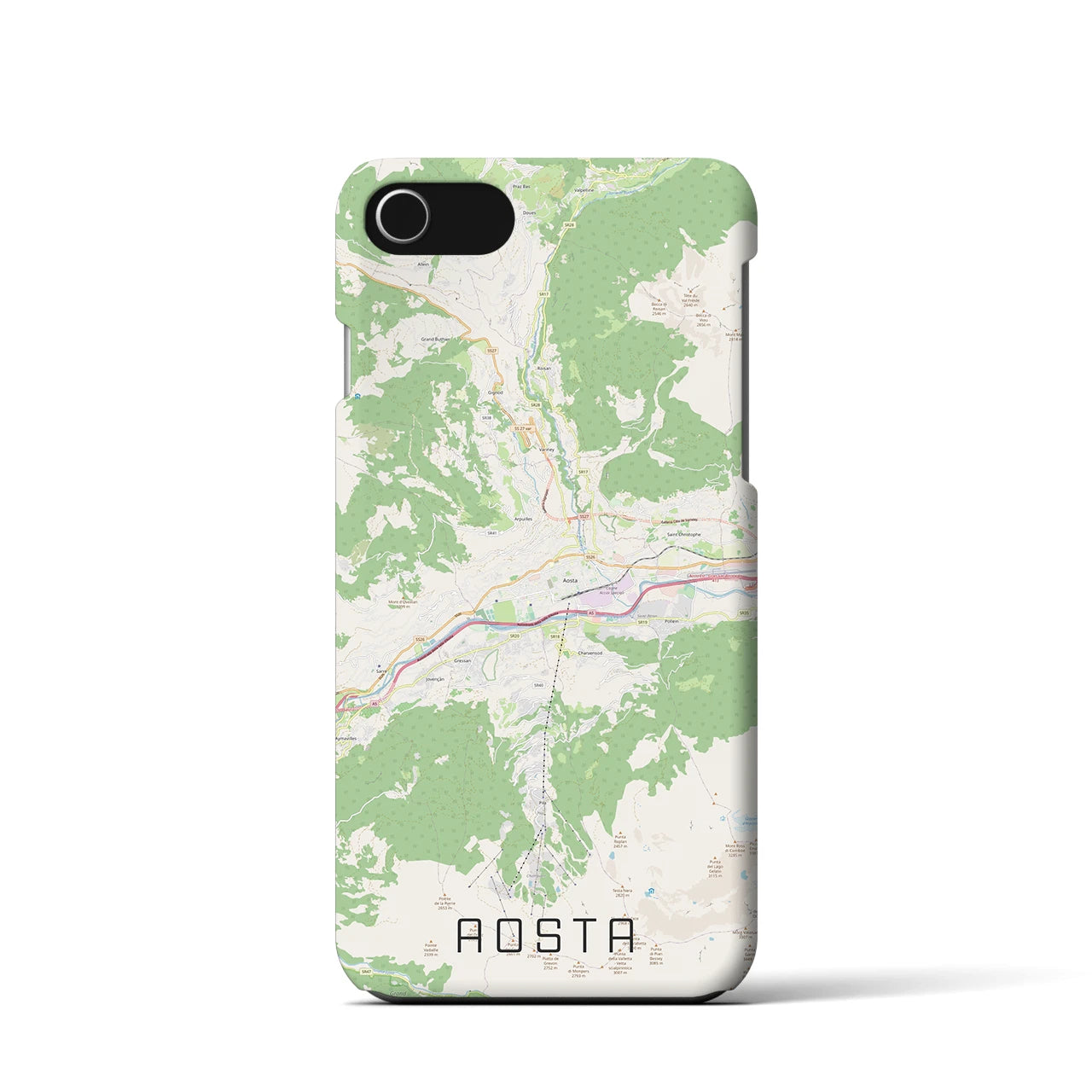 【アオスタ】地図柄iPhoneケース（バックカバータイプ・ナチュラル）iPhone SE（第3 / 第2世代） / 8 / 7 / 6s / 6 用