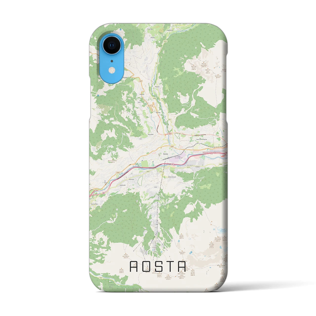 【アオスタ】地図柄iPhoneケース（バックカバータイプ・ナチュラル）iPhone XR 用