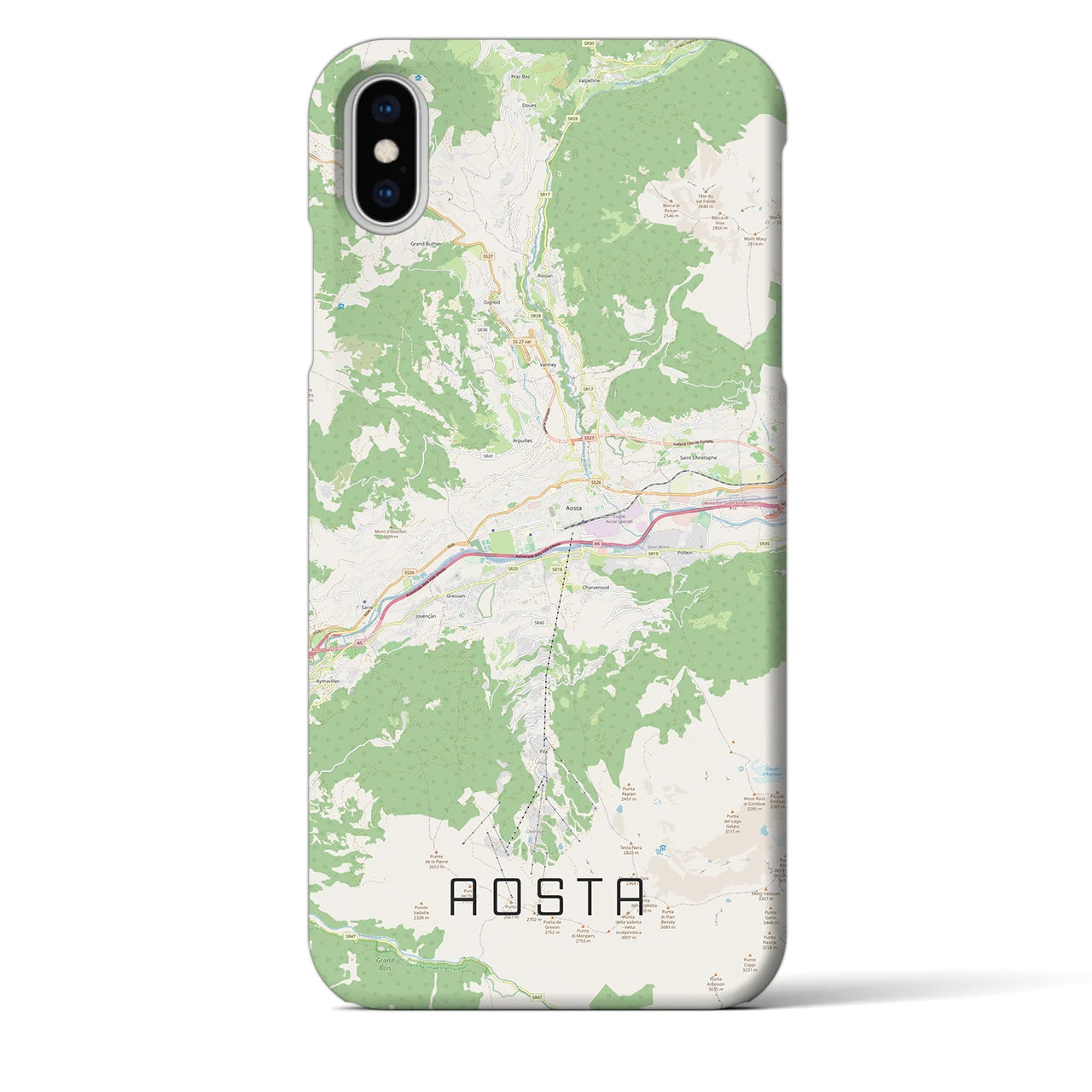 【アオスタ】地図柄iPhoneケース（バックカバータイプ・ナチュラル）iPhone XS Max 用