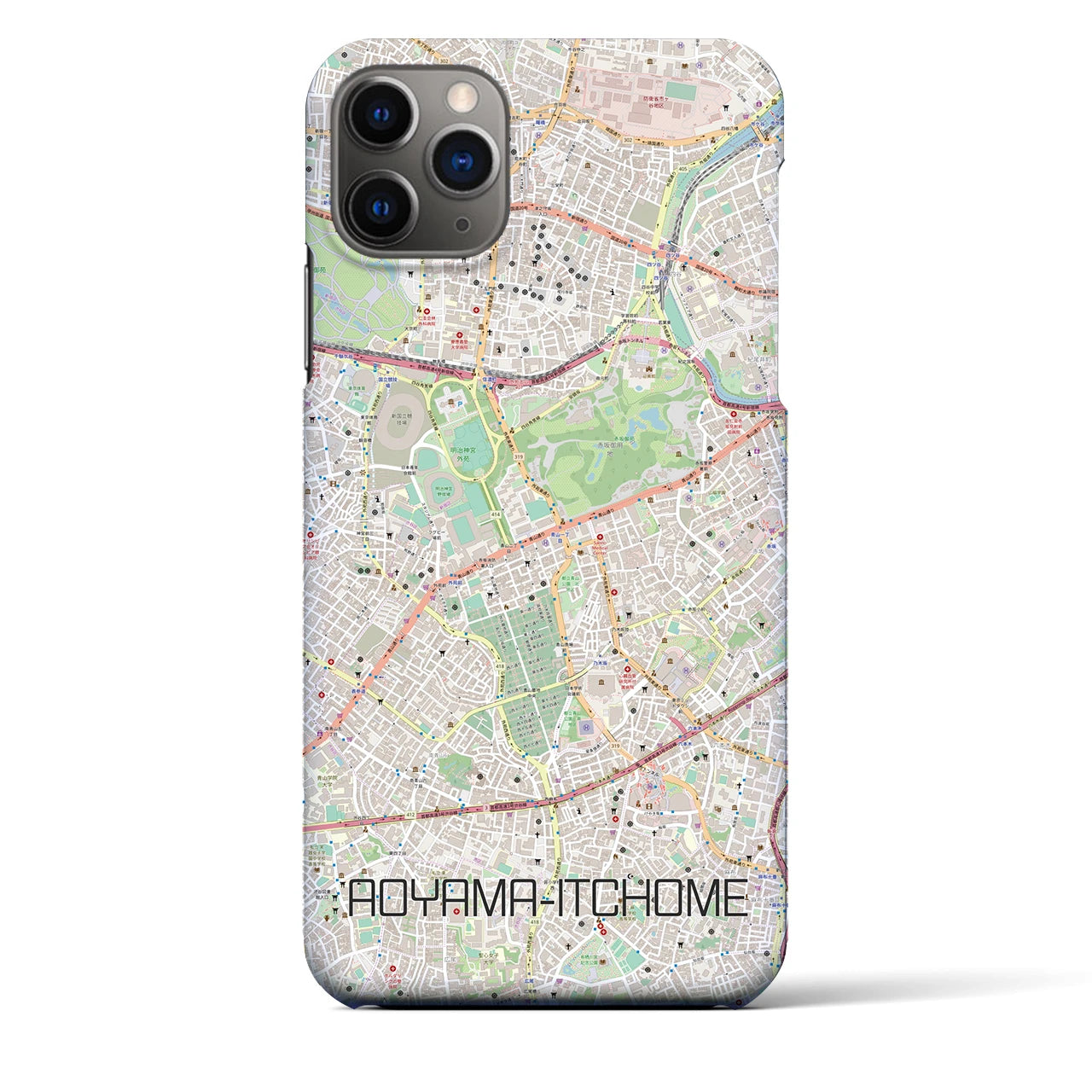 【青山一丁目】地図柄iPhoneケース（バックカバータイプ・ナチュラル）iPhone 11 Pro Max 用