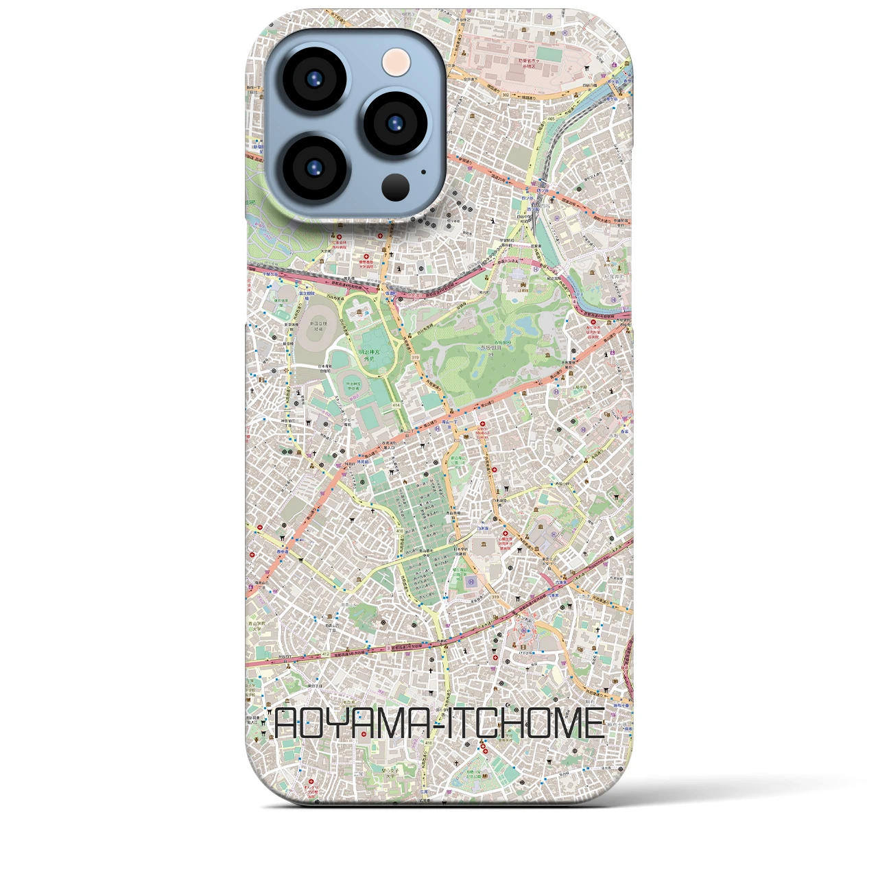 【青山一丁目】地図柄iPhoneケース（バックカバータイプ・ナチュラル）iPhone 13 Pro Max 用