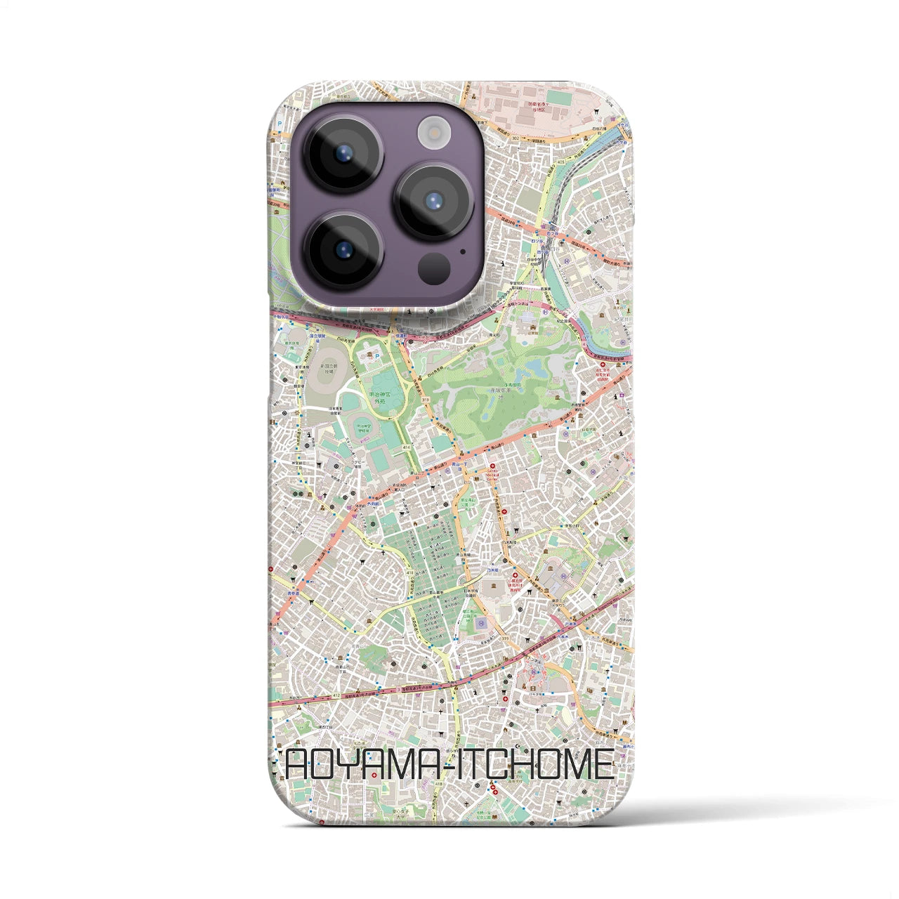 【青山一丁目】地図柄iPhoneケース（バックカバータイプ・ナチュラル）iPhone 14 Pro 用