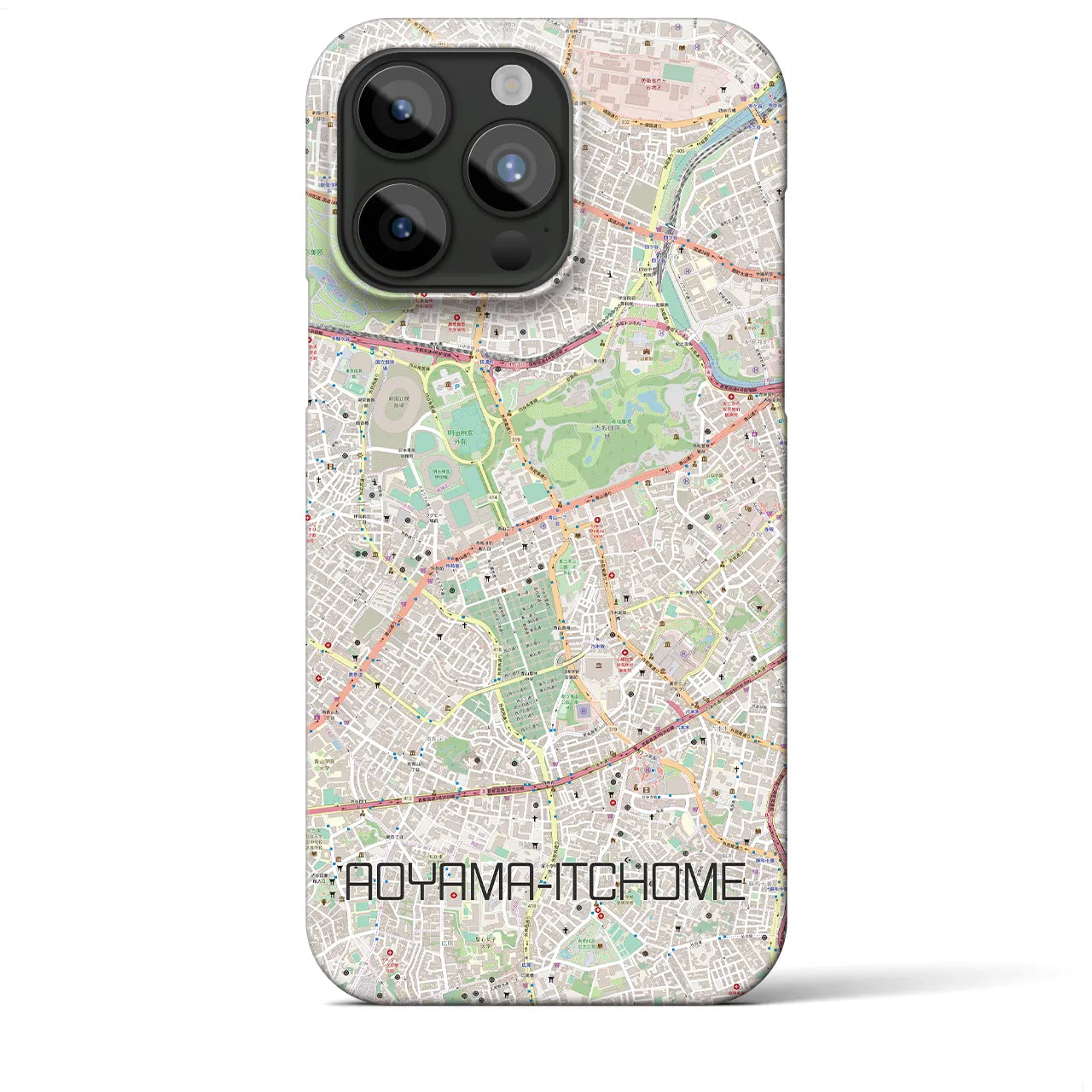 【青山一丁目】地図柄iPhoneケース（バックカバータイプ・ナチュラル）iPhone 15 Pro Max 用