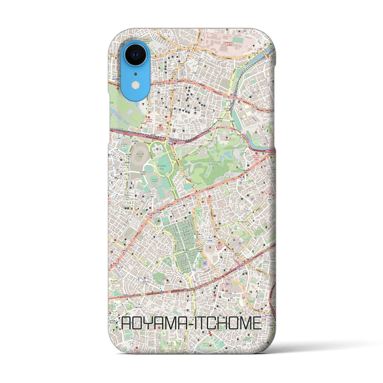 【青山一丁目】地図柄iPhoneケース（バックカバータイプ・ナチュラル）iPhone XR 用