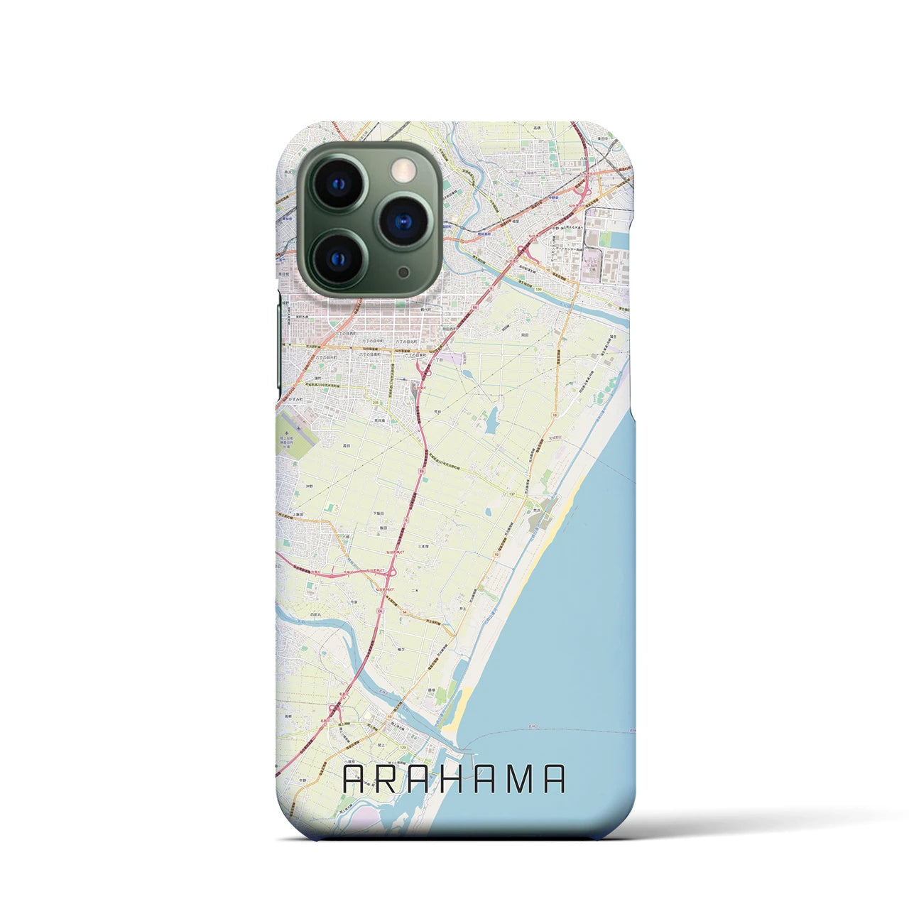 【荒浜】地図柄iPhoneケース（バックカバータイプ・ナチュラル）iPhone 11 Pro 用