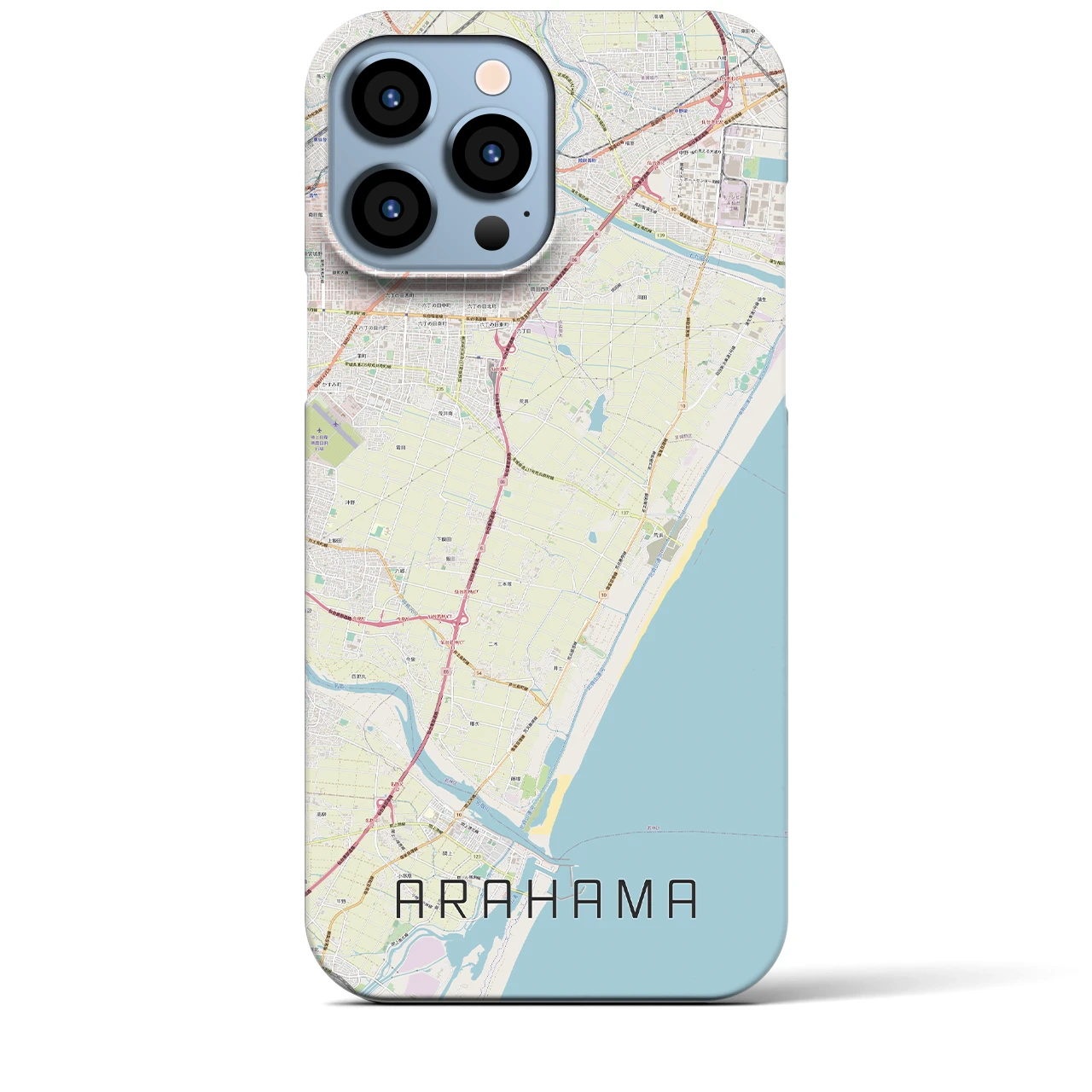 【荒浜】地図柄iPhoneケース（バックカバータイプ・ナチュラル）iPhone 13 Pro Max 用