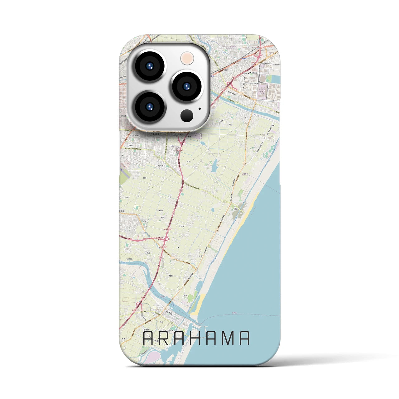【荒浜】地図柄iPhoneケース（バックカバータイプ・ナチュラル）iPhone 13 Pro 用