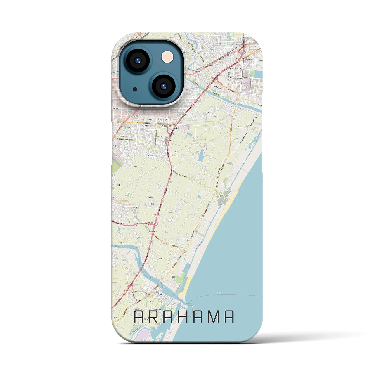 【荒浜】地図柄iPhoneケース（バックカバータイプ・ナチュラル）iPhone 13 用