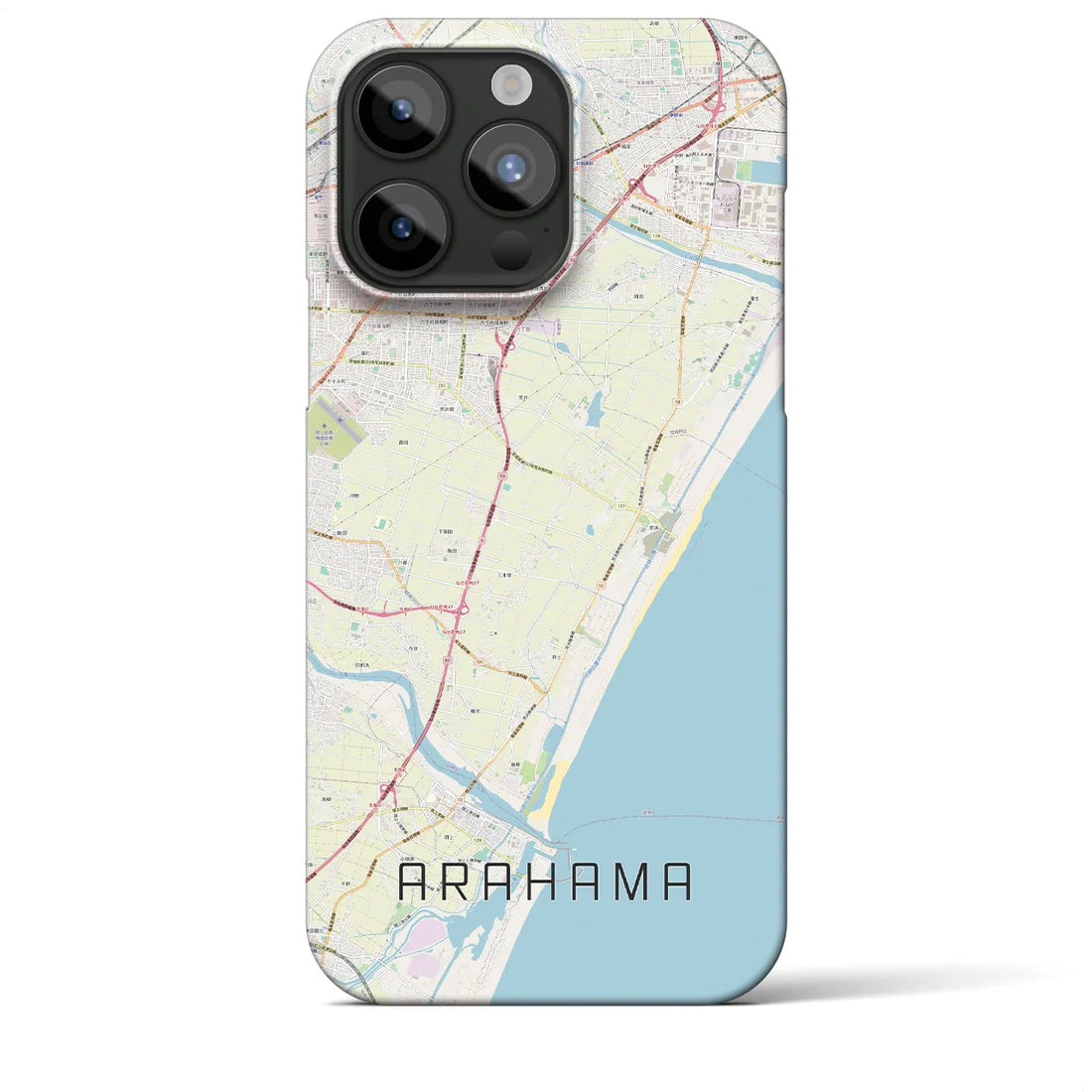 【荒浜】地図柄iPhoneケース（バックカバータイプ・ナチュラル）iPhone 15 Pro Max 用