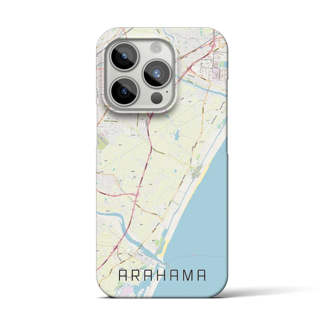 【荒浜】地図柄iPhoneケース（バックカバータイプ・ナチュラル）iPhone 15 Pro 用