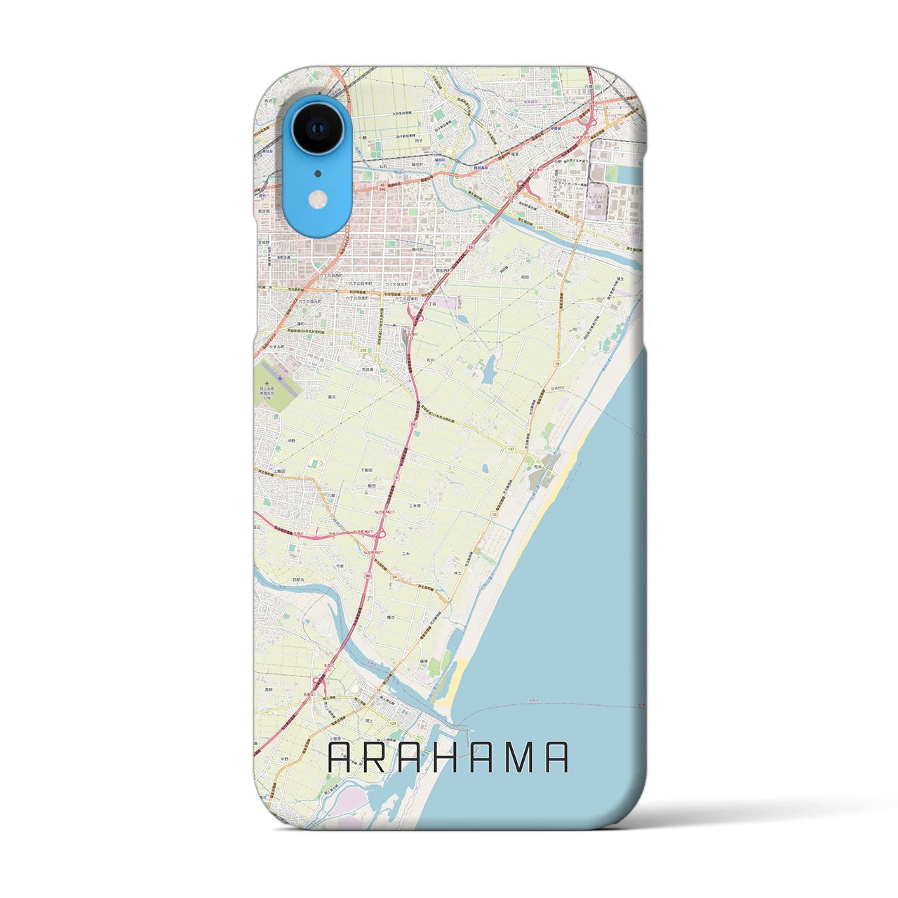 【荒浜】地図柄iPhoneケース（バックカバータイプ・ナチュラル）iPhone XR 用