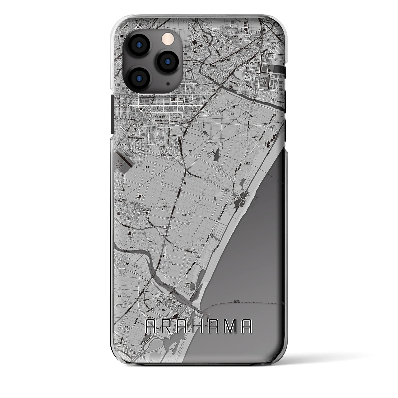 【荒浜】地図柄iPhoneケース（クリアタイプ・モノトーン）iPhone 11 Pro Max 用