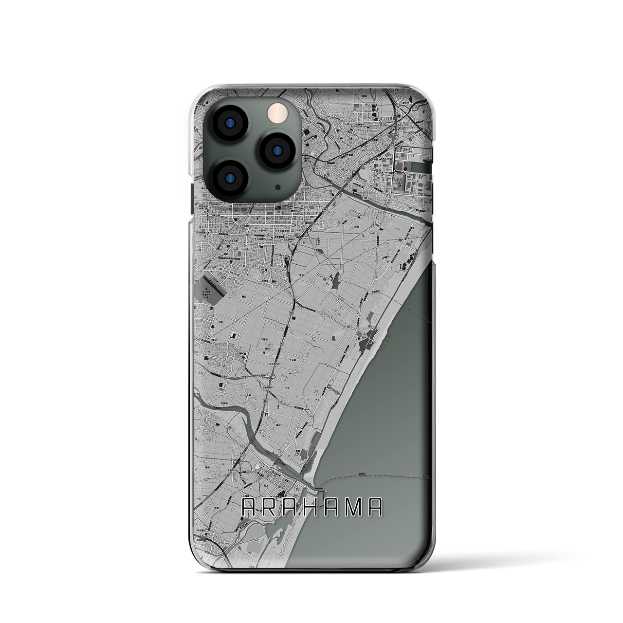 【荒浜】地図柄iPhoneケース（クリアタイプ・モノトーン）iPhone 11 Pro 用
