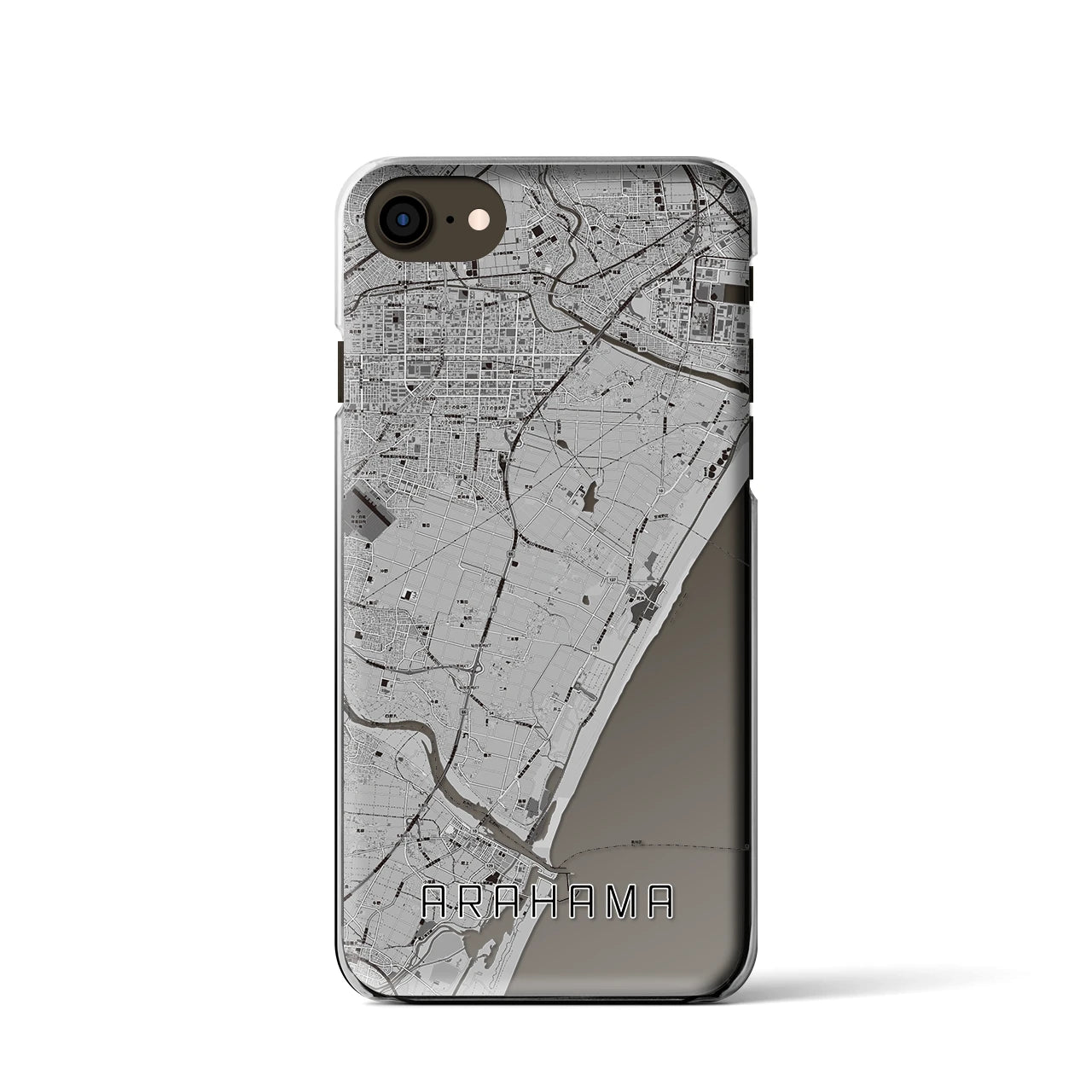 【荒浜】地図柄iPhoneケース（クリアタイプ・モノトーン）iPhone SE（第3 / 第2世代） / 8 / 7 / 6s / 6 用