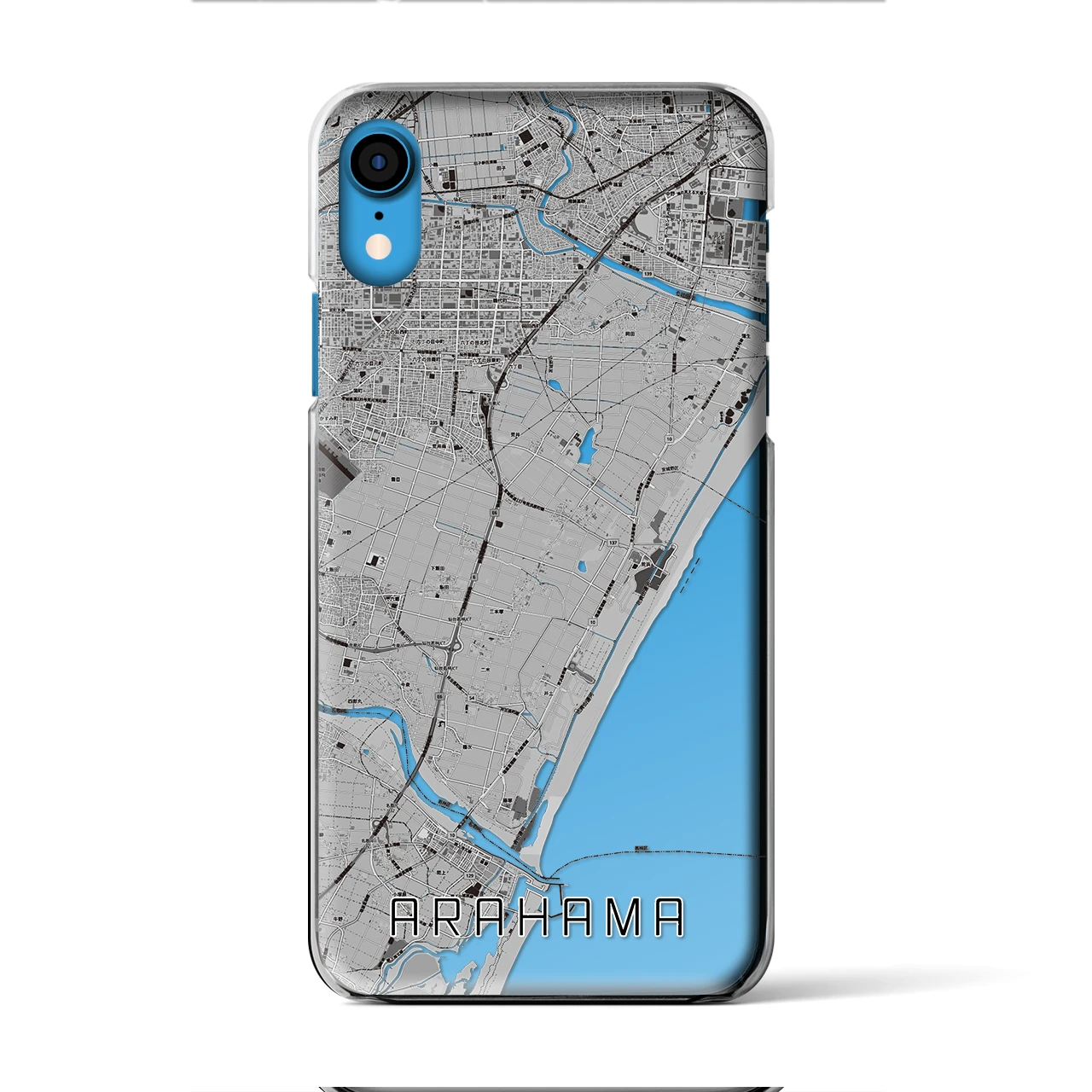 【荒浜】地図柄iPhoneケース（クリアタイプ・モノトーン）iPhone XR 用