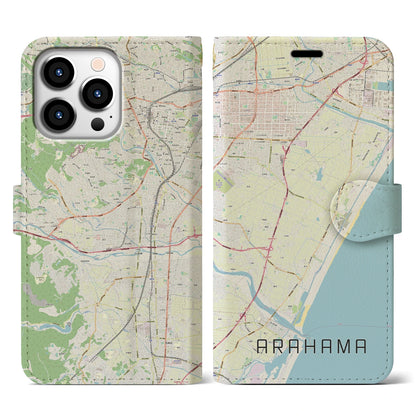 【荒浜（宮城県）】地図柄iPhoneケース（手帳タイプ）ナチュラル・iPhone 13 Pro 用