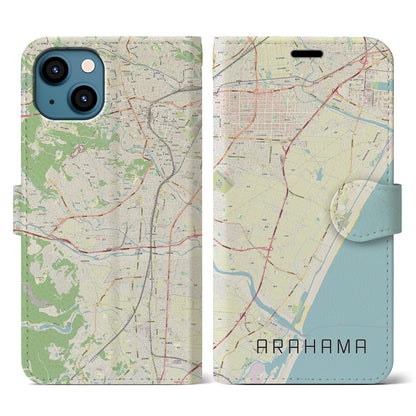 【荒浜（宮城県）】地図柄iPhoneケース（手帳タイプ）ナチュラル・iPhone 13 用