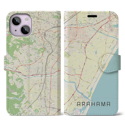 【荒浜（宮城県）】地図柄iPhoneケース（手帳タイプ）ナチュラル・iPhone 14 用