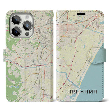 【荒浜（宮城県）】地図柄iPhoneケース（手帳タイプ）ナチュラル・iPhone 15 Pro 用