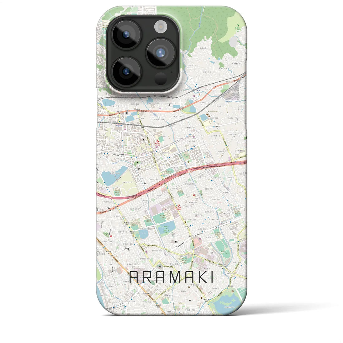 【荒牧】地図柄iPhoneケース（バックカバータイプ・ナチュラル）iPhone 15 Pro Max 用