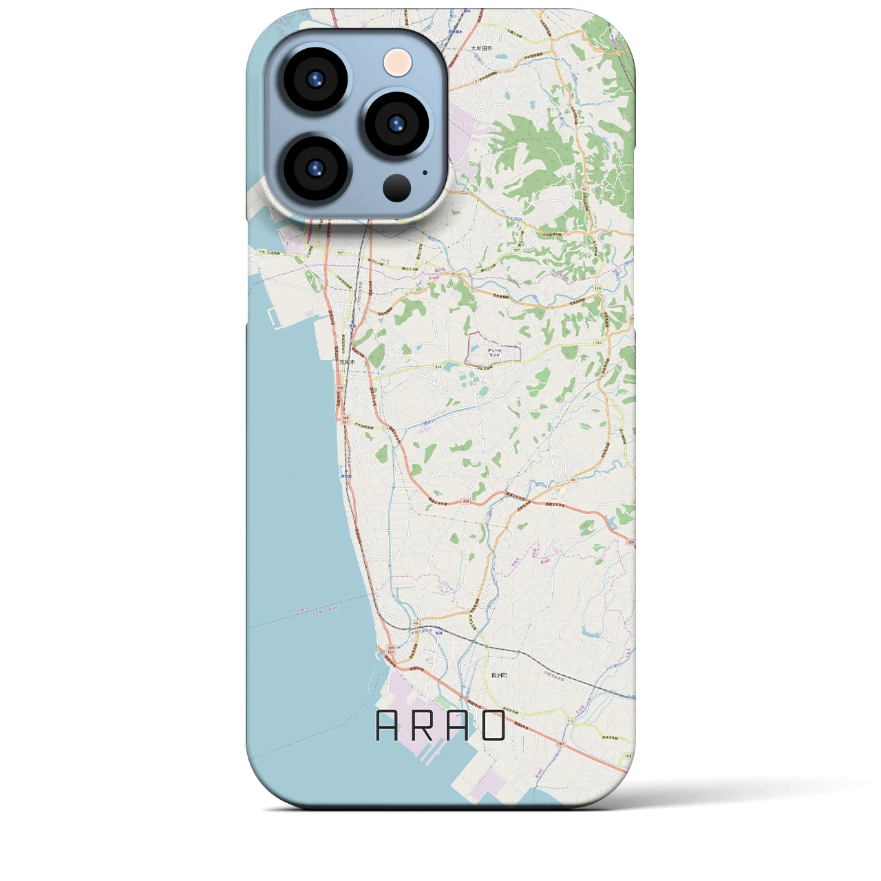 【荒尾】地図柄iPhoneケース（バックカバータイプ・ナチュラル）iPhone 13 Pro Max 用