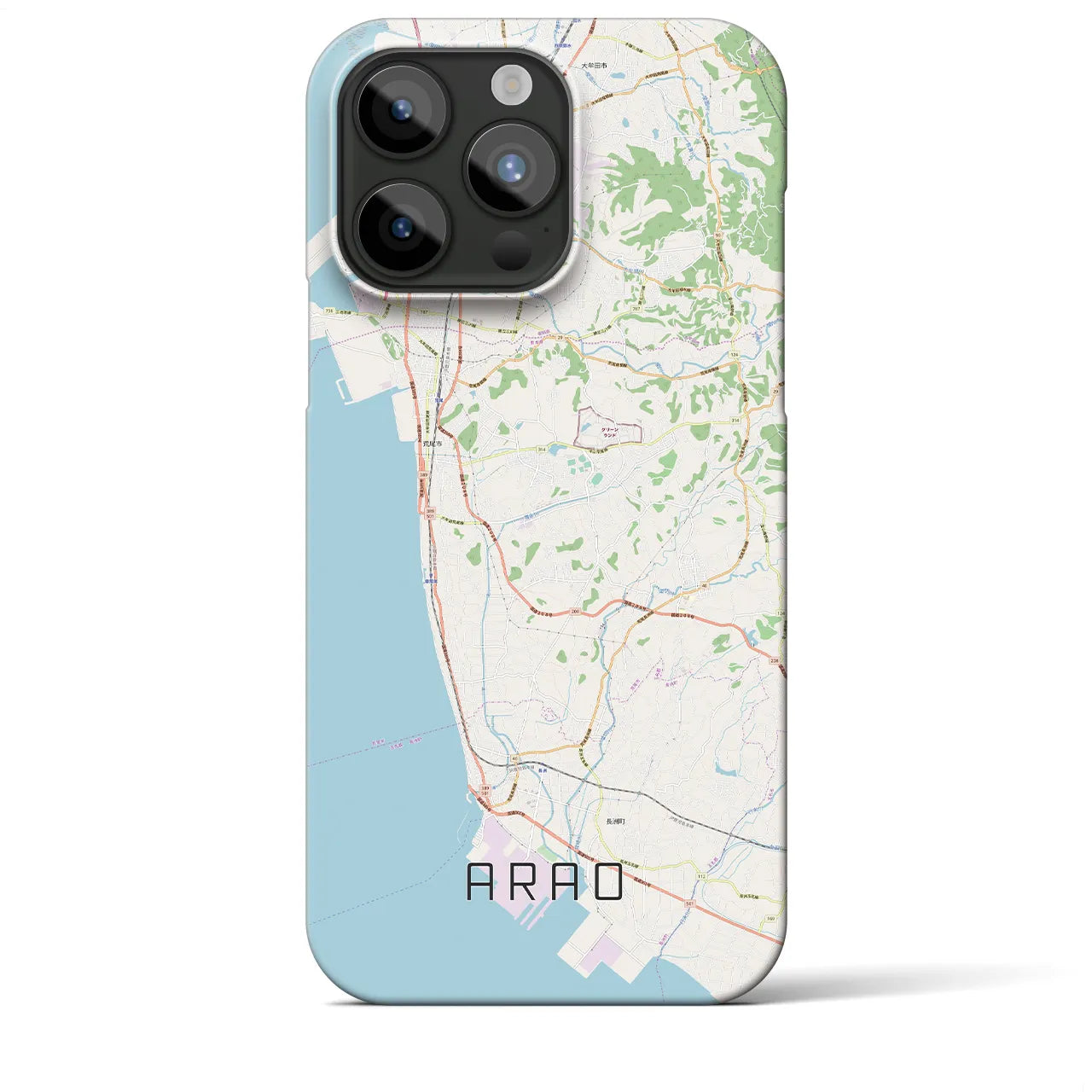 【荒尾】地図柄iPhoneケース（バックカバータイプ・ナチュラル）iPhone 15 Pro Max 用