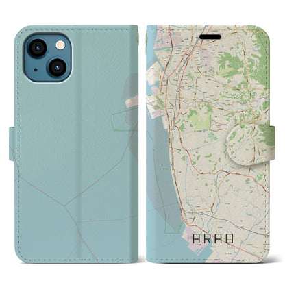 【荒尾（熊本県）】地図柄iPhoneケース（手帳タイプ）ナチュラル・iPhone 13 用