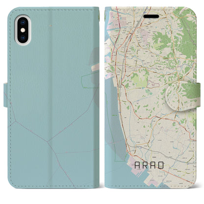 【荒尾（熊本県）】地図柄iPhoneケース（手帳タイプ）ナチュラル・iPhone XS Max 用