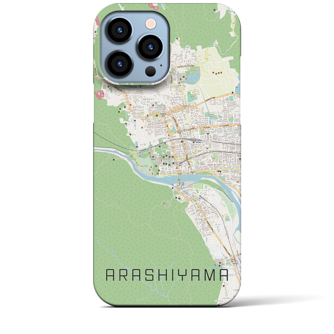 【嵐山】地図柄iPhoneケース（バックカバータイプ・ナチュラル）iPhone 13 Pro Max 用