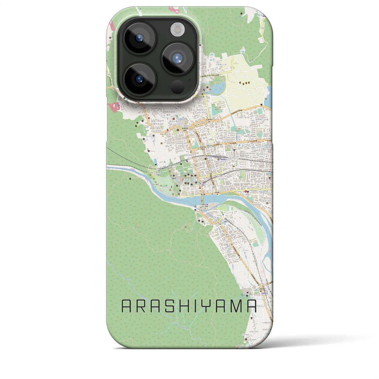 【嵐山】地図柄iPhoneケース（バックカバータイプ・ナチュラル）iPhone 15 Pro Max 用
