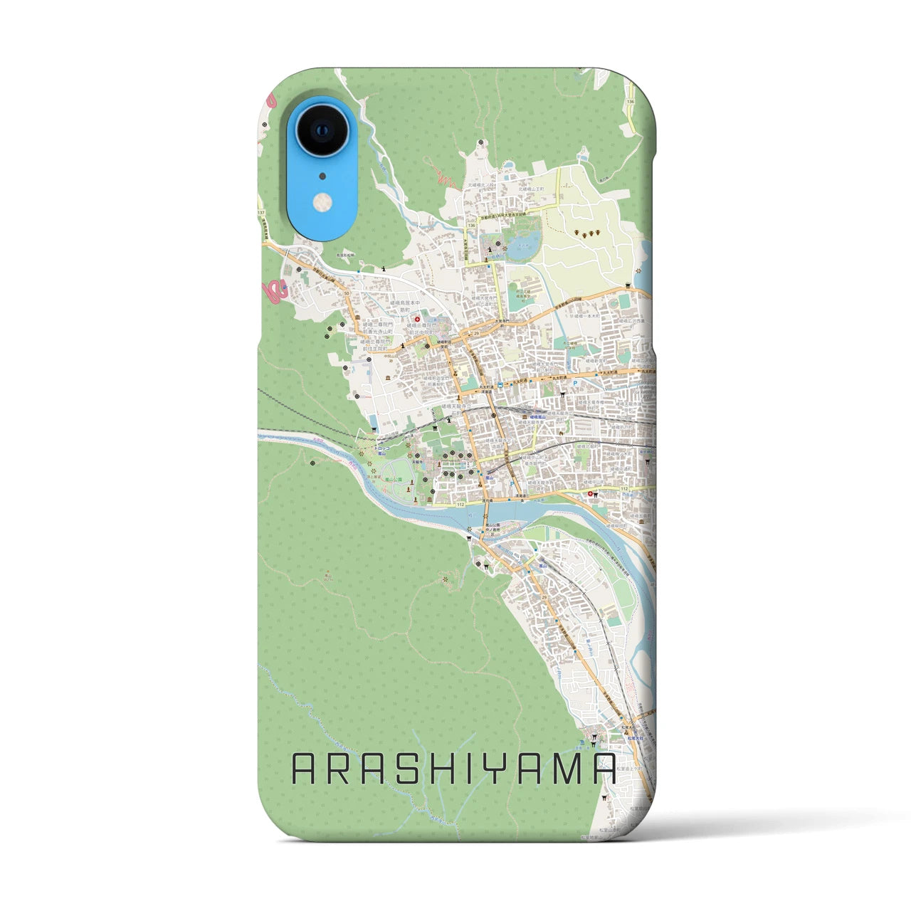 【嵐山】地図柄iPhoneケース（バックカバータイプ・ナチュラル）iPhone XR 用