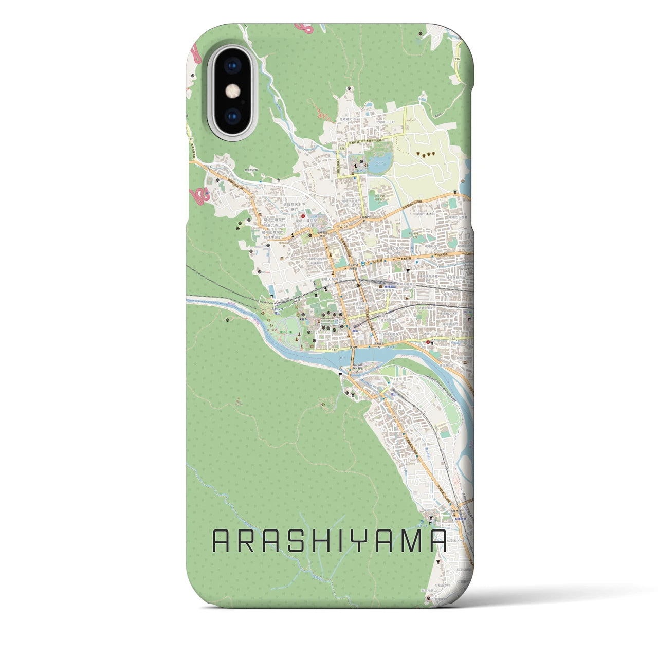 【嵐山】地図柄iPhoneケース（バックカバータイプ・ナチュラル）iPhone XS Max 用