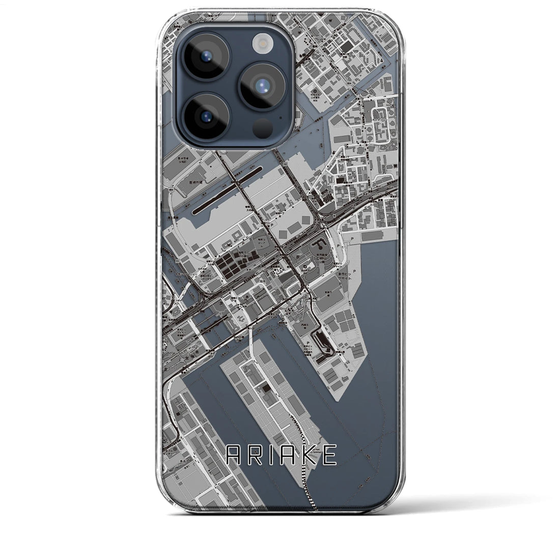 【有明】地図柄iPhoneケース（クリアタイプ・モノトーン）iPhone 15 Pro Max 用