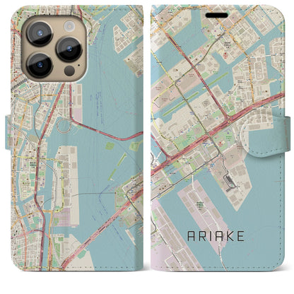【有明（東京都）】地図柄iPhoneケース（手帳タイプ）ナチュラル・iPhone 14 Pro Max 用