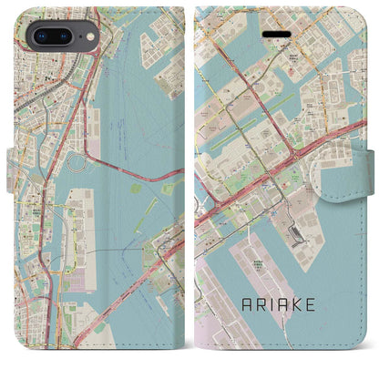 【有明（東京都）】地図柄iPhoneケース（手帳タイプ）ナチュラル・iPhone 8Plus /7Plus / 6sPlus / 6Plus 用
