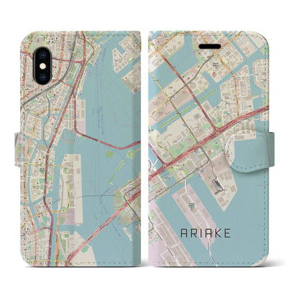 【有明（東京都）】地図柄iPhoneケース（手帳タイプ）ナチュラル・iPhone XS / X 用