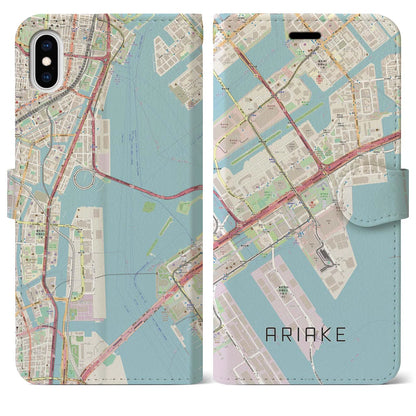【有明（東京都）】地図柄iPhoneケース（手帳タイプ）ナチュラル・iPhone XS Max 用