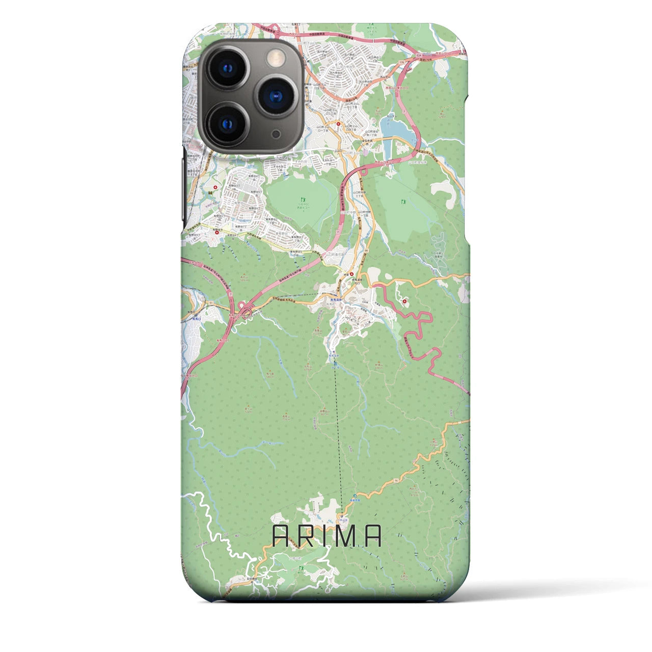 【有馬】地図柄iPhoneケース（バックカバータイプ・ナチュラル）iPhone 11 Pro Max 用