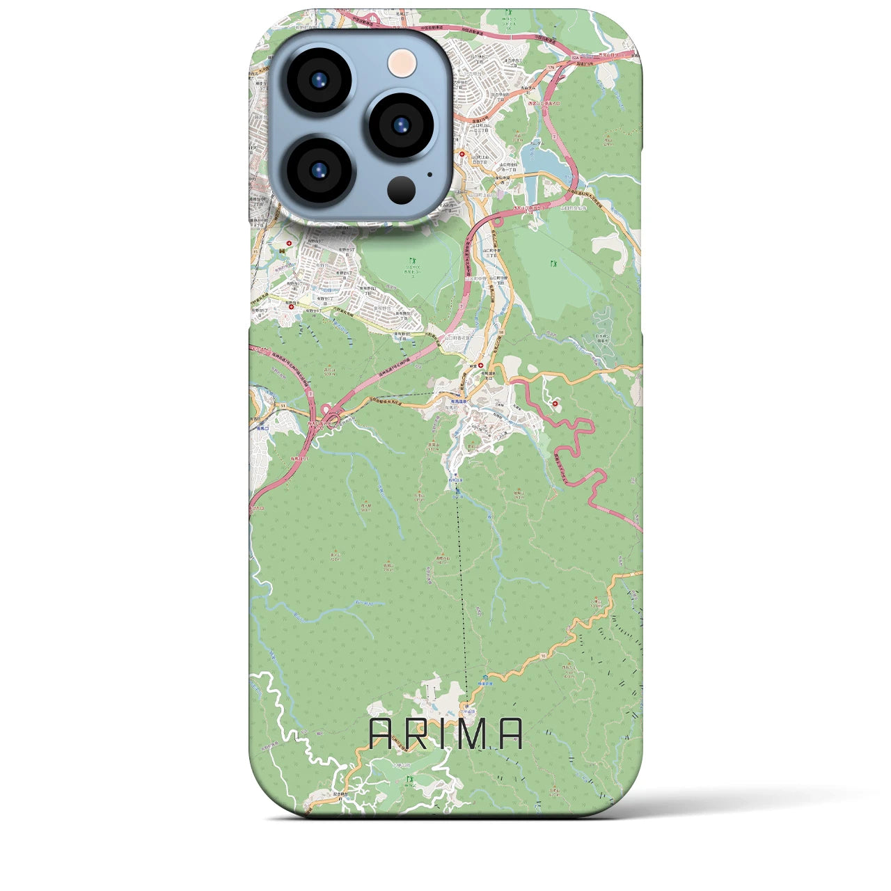 【有馬】地図柄iPhoneケース（バックカバータイプ・ナチュラル）iPhone 13 Pro Max 用