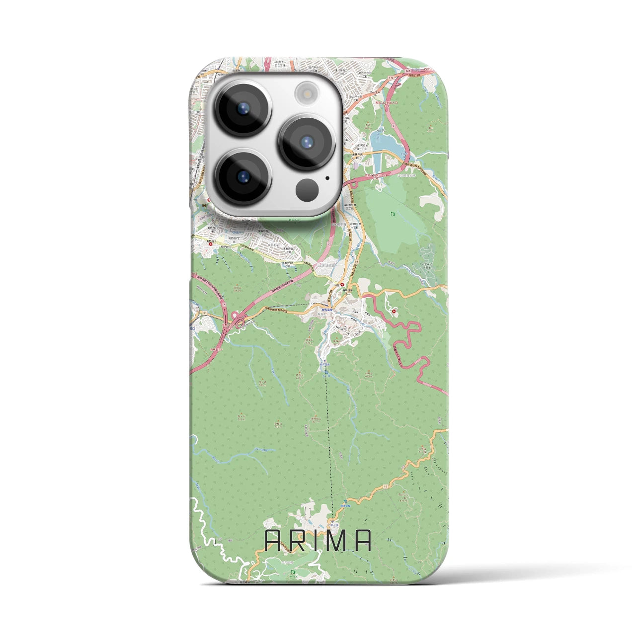 【有馬】地図柄iPhoneケース（バックカバータイプ・ナチュラル）iPhone 14 Pro 用