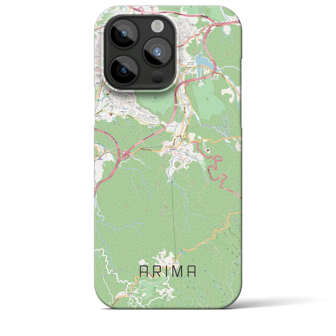【有馬】地図柄iPhoneケース（バックカバータイプ・ナチュラル）iPhone 15 Pro Max 用