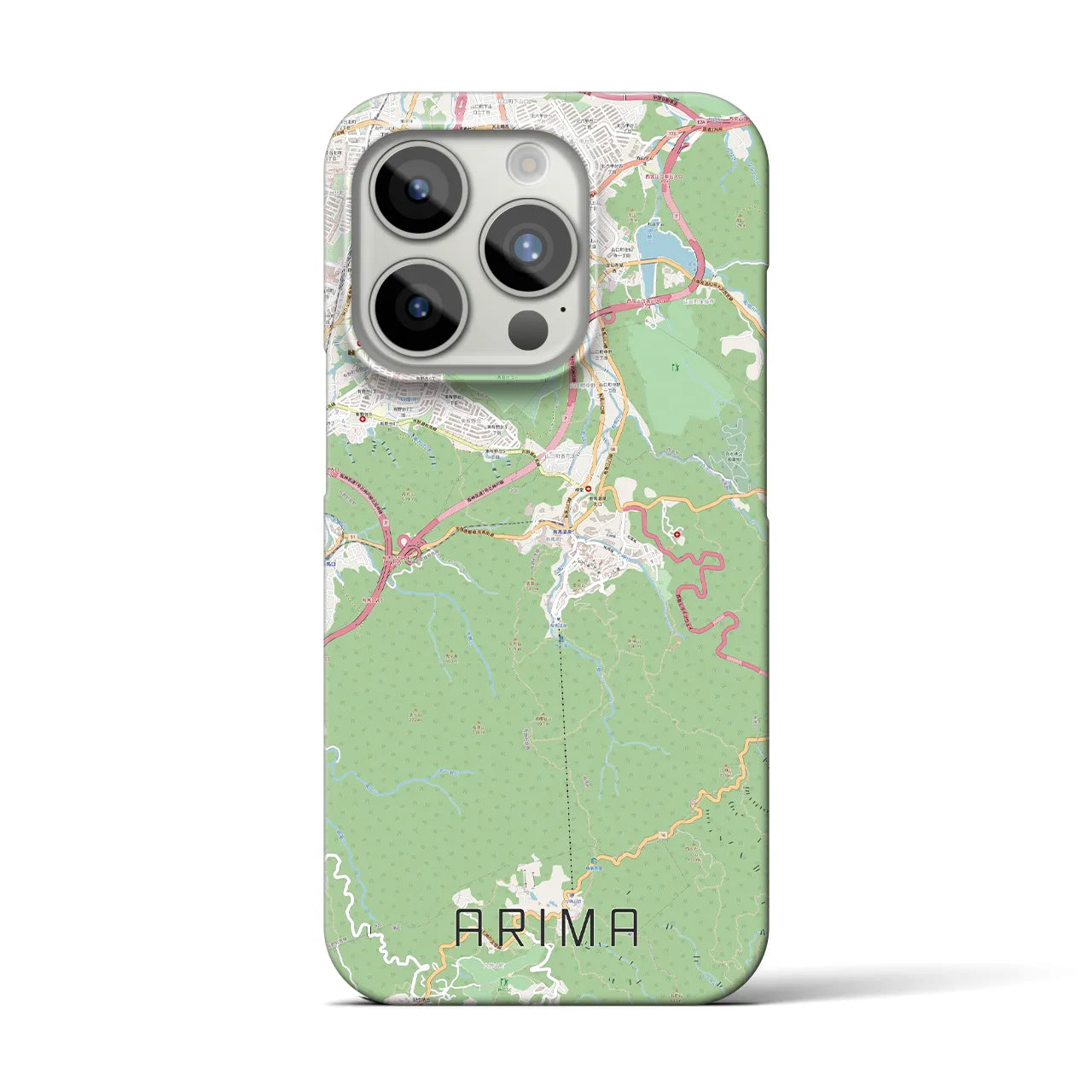 【有馬】地図柄iPhoneケース（バックカバータイプ・ナチュラル）iPhone 15 Pro 用