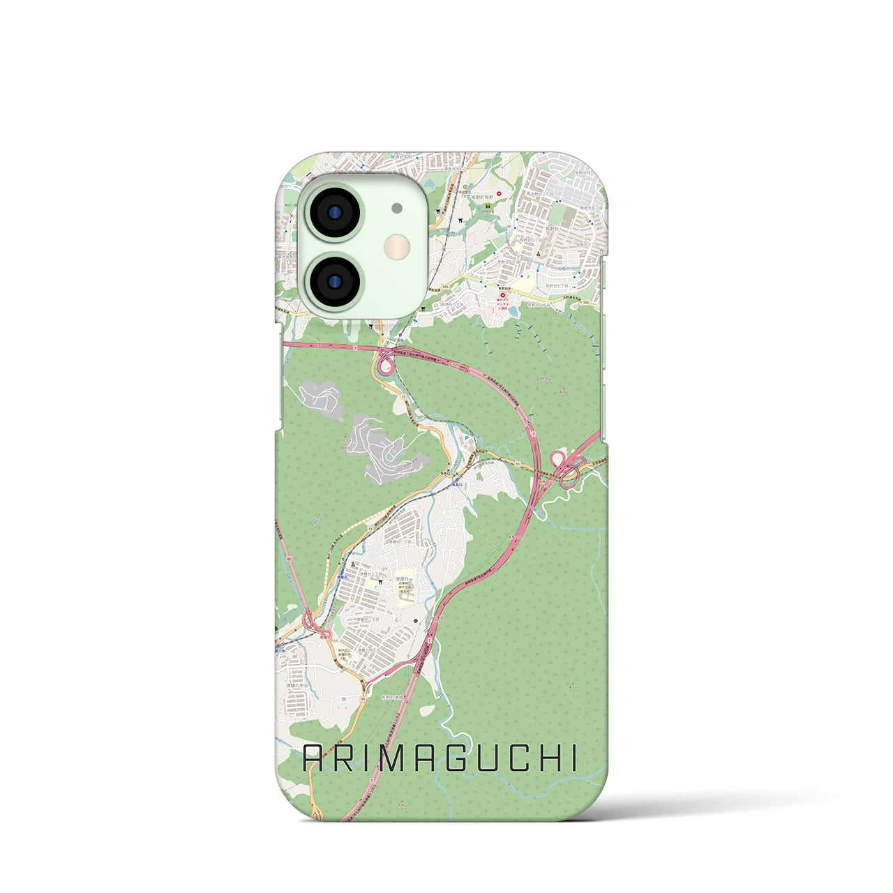 【有馬口】地図柄iPhoneケース（バックカバータイプ・ナチュラル）iPhone 12 mini 用