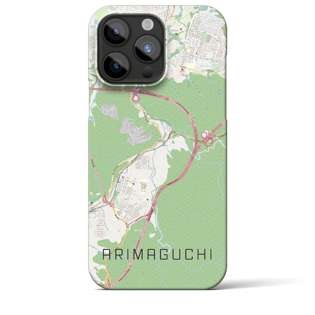 【有馬口】地図柄iPhoneケース（バックカバータイプ・ナチュラル）iPhone 15 Pro Max 用