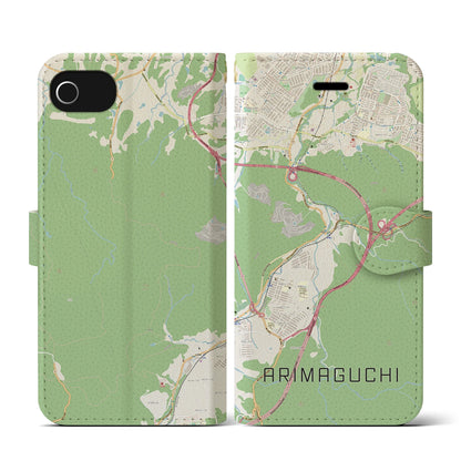 【有馬口（兵庫県）】地図柄iPhoneケース（手帳タイプ）ナチュラル・iPhone SE（第3 / 第2世代） / 8 / 7 / 6s / 6 用