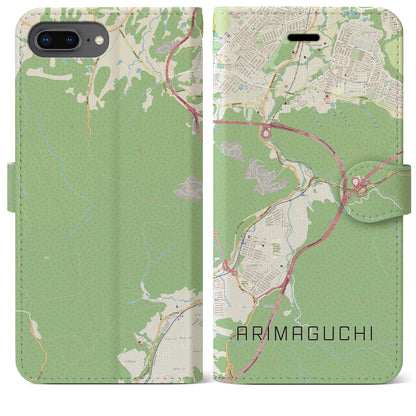 【有馬口（兵庫県）】地図柄iPhoneケース（手帳タイプ）ナチュラル・iPhone 8Plus /7Plus / 6sPlus / 6Plus 用