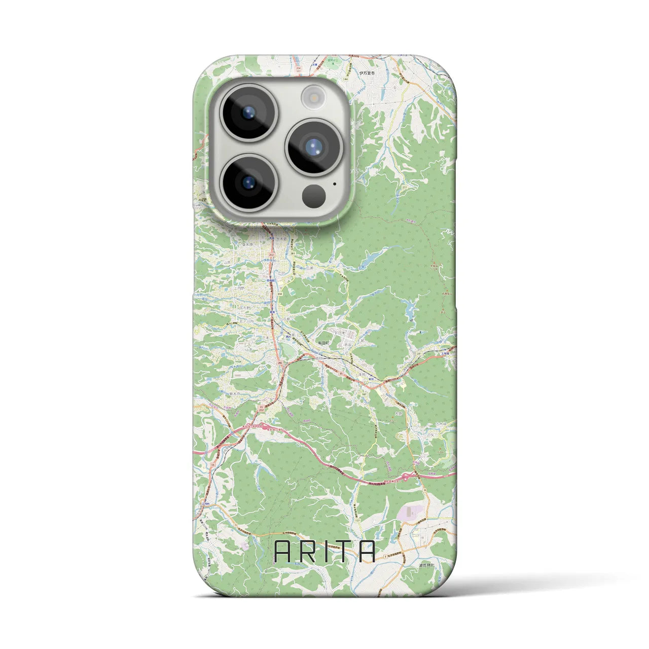 【有田】地図柄iPhoneケース（バックカバータイプ・ナチュラル）iPhone 15 Pro 用