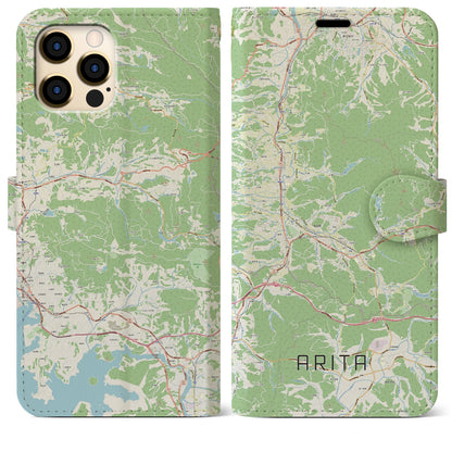 【有田（佐賀県）】地図柄iPhoneケース（手帳タイプ）ナチュラル・iPhone 12 Pro Max 用