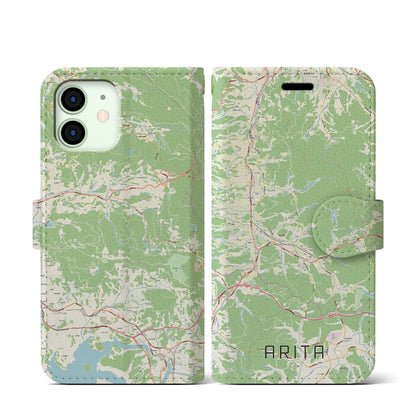 【有田（佐賀県）】地図柄iPhoneケース（手帳タイプ）ナチュラル・iPhone 12 mini 用