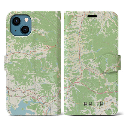 【有田（佐賀県）】地図柄iPhoneケース（手帳タイプ）ナチュラル・iPhone 13 用